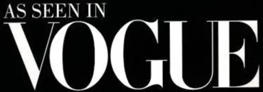 As seen in Vogue text on a black background